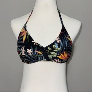 Kona Sol Women's Floral Twist-Front Bralette Bikini Top Size Medium Padded